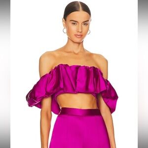 Jonathan Simkhai Leonora Off Shoulder Top in Bougainvillea NWT